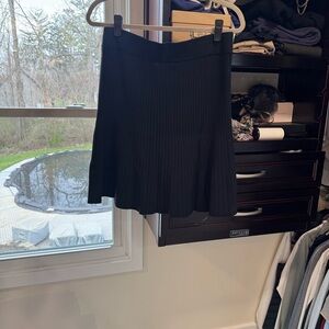 Ann Taylor Black Ribbed Flared Skirt